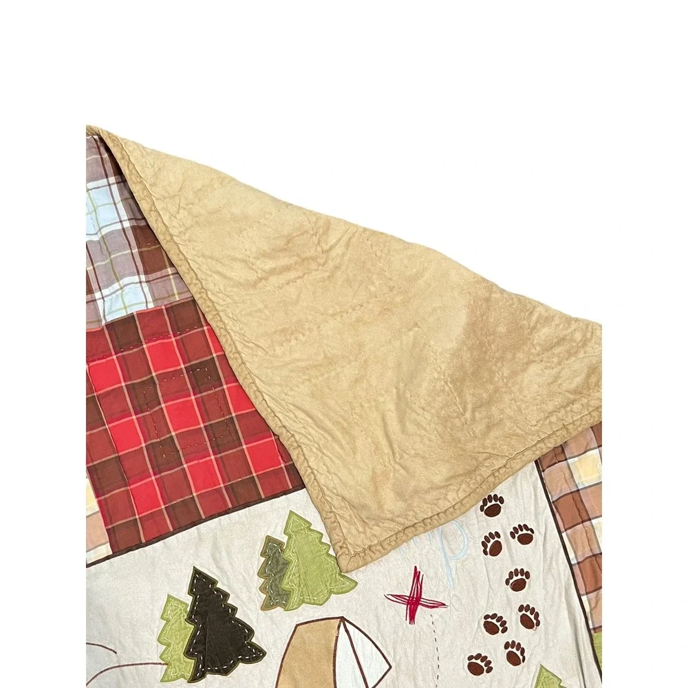 Vintage Woolrich Kids Cabin Quilt | Bear Patchwork | Rustic Lodge Twin Bedding